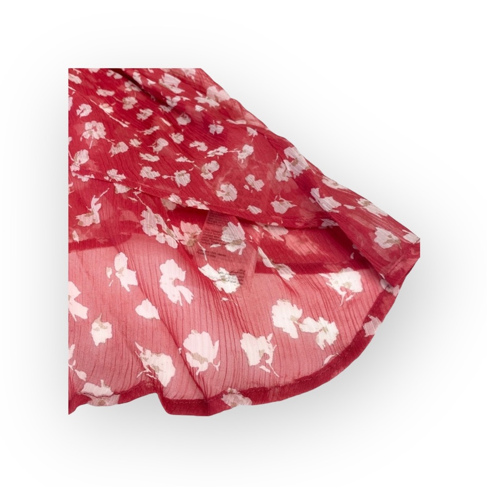 new Allsaints ꕥ Off Shoulder Ruffled Silk Floral Print Top ꕥ Red ꕥ Wear 2 Ways - Picture 12 of 16